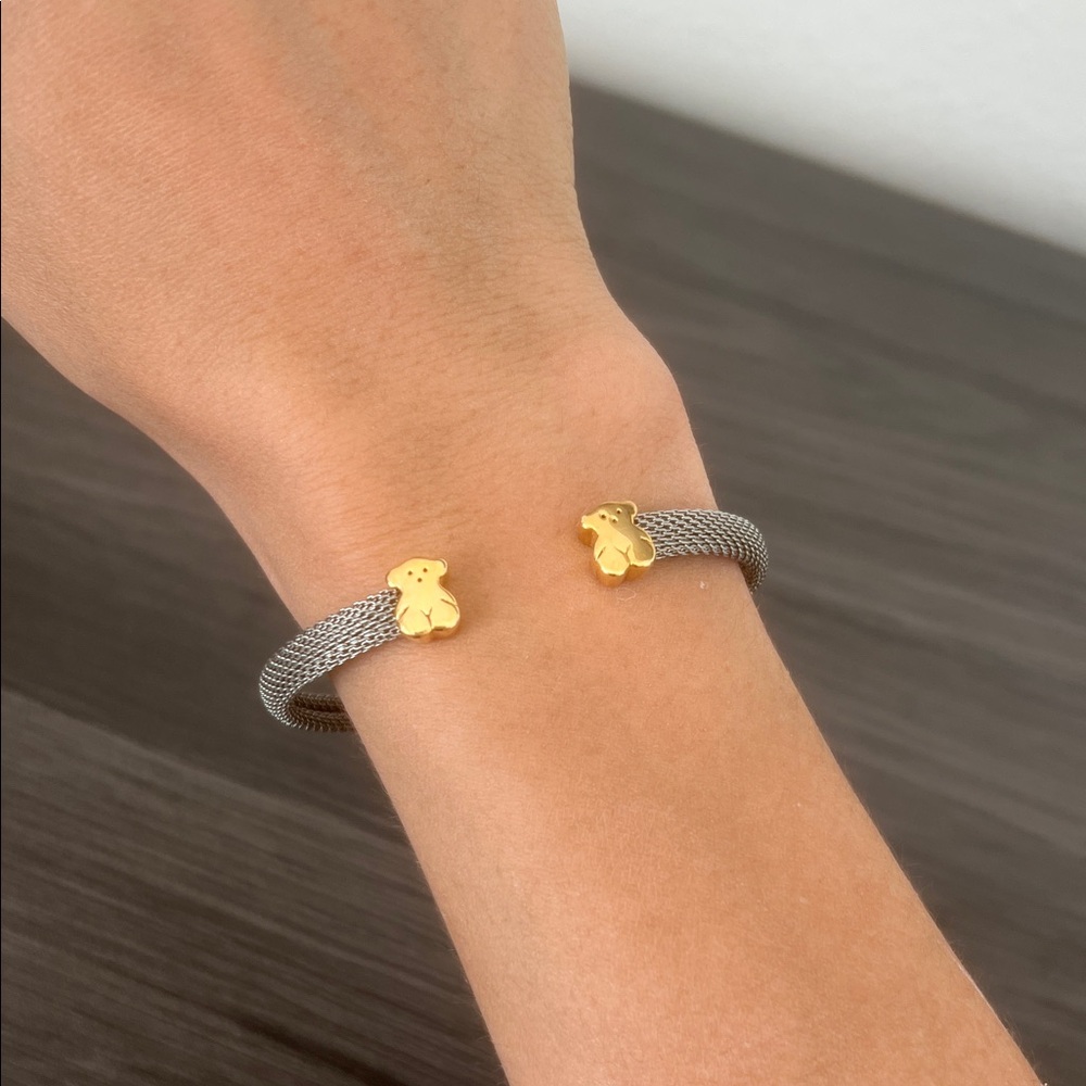 Tous Silver Mesh Bracelet with Gold Accents - Picture 4 of 7